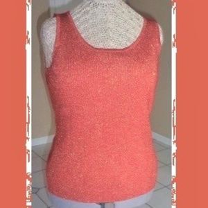 Rust w/Gold Sparkle Ribbed-Knit Sweater Tank Top